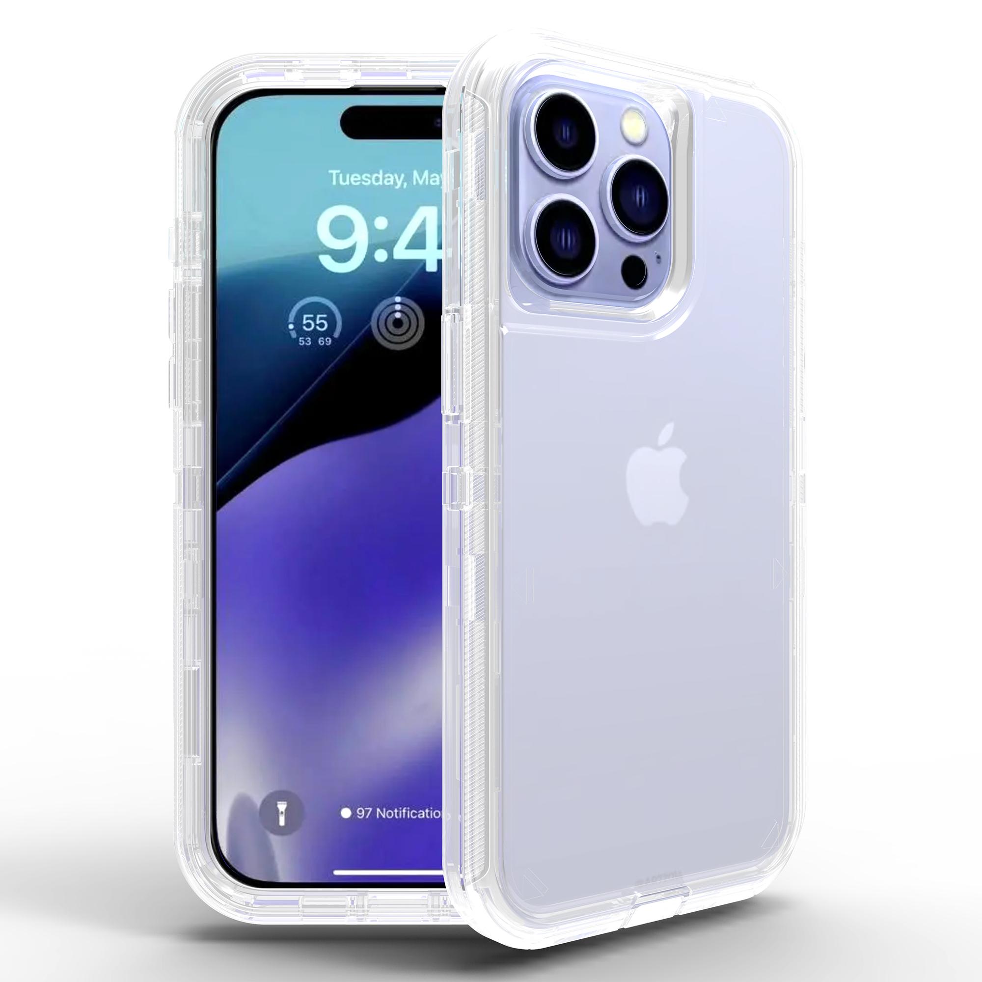

For iPhone 15 Pro Max Case 3 in 1 Detachable Shockproof TPU+PC Phone Back Cover Transparent