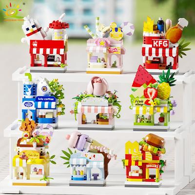 MOC Street Shop Modell Mikro Bauklötze Burger Frittierte Blume Modell Mini Stein Spielzeug für Kinder Schreibtisch Dekoration