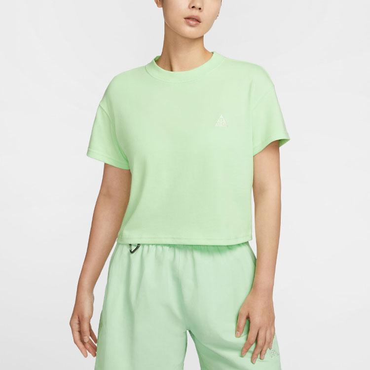Nike Solid Color Quick-Dry Soft Outdoor Pullover Short Sleeve Drop Shoulder T-Shirt Women Tops Steam-Green FD2717-376