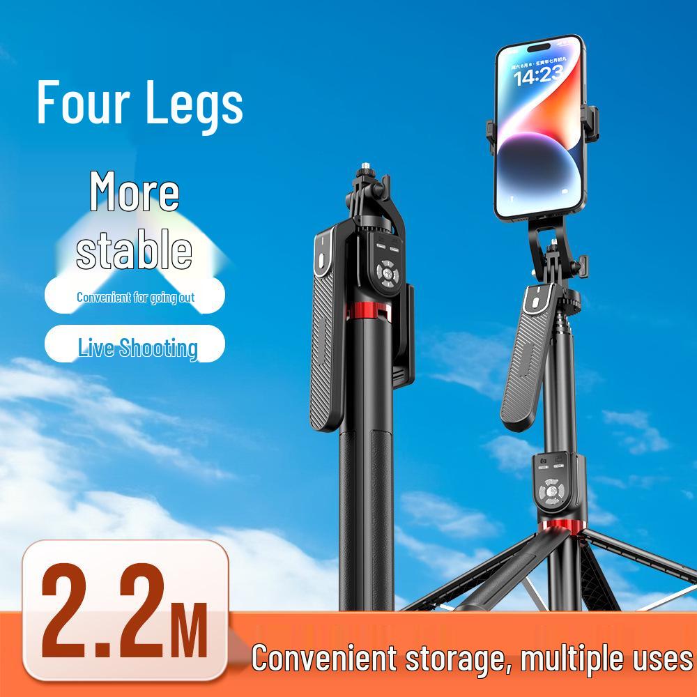 

Multifunctional Bluetooth Selfie Stick: Four-Leg Stand with Remote, Wide-Angle Rotating Ball Head