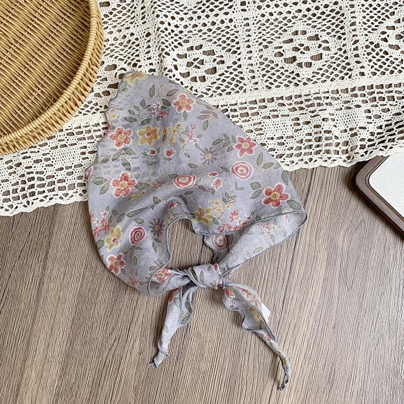 Triangle scarf scarf women's silk scarf high-end new summer sunscreen headscarf summer women's pastoral headband tied bag streamer