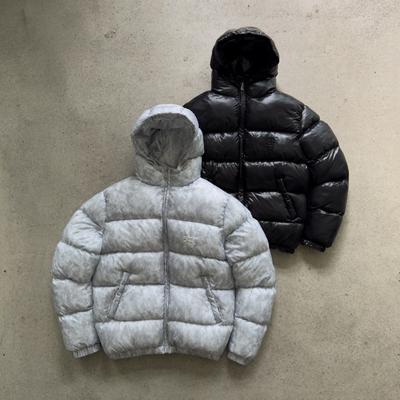 Unisex Streetwear Oversized Cotton Puffer Jacket With Embroidered Hooded Zip-Up Casual Outerwear Youth