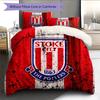 Stoke City FC Juego de Colcha con Estampado Ropa de Cama Decoración del Hogar Regalo (1 funda nórdica + 2 fundas de almohada sin relleno.)