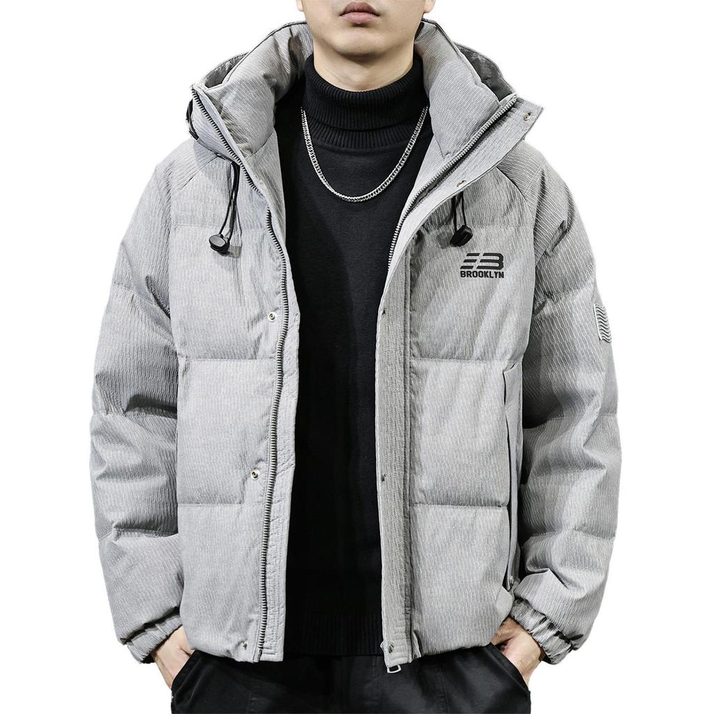 Męska kurtka z kapturem 90% puchu białej kaczki - Styl amerykański, Zima 2025, Modna wysokiej jakości odzież wierzchnia w dużych rozmiarach