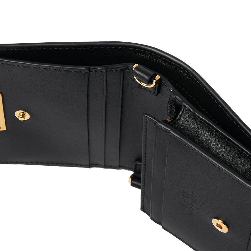 Versace Borsa a Spalla/Crossbody Portafoglio Greca Dea con Tracolla Rimovibile a Catena Doppia Piegatura in Pelle d'Agnello Decorata 1007130-1A05134-1B00V