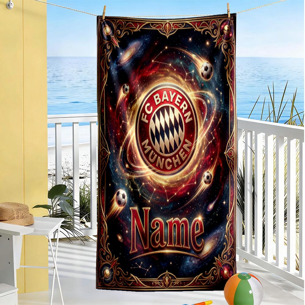Fc Bayern Munich Fan Art Customized Name Beach Towel High Absorbency & Quick-Dry