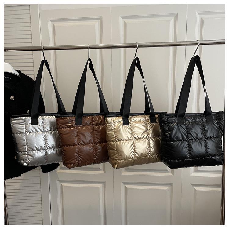 Korean Style 2025 Cotton Padded Large Tote Bag - Lightweight, Fashionable Single Shoulder Bag for Women