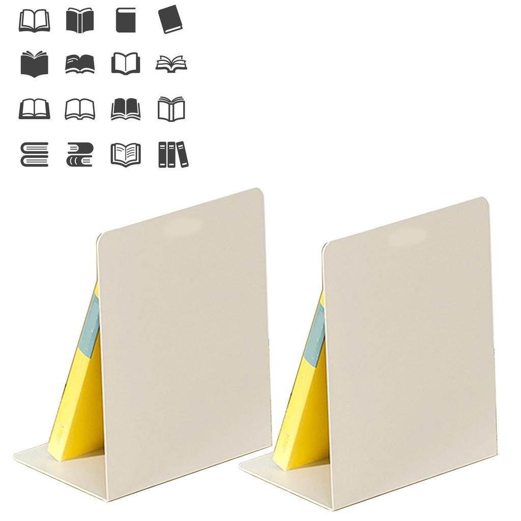 Book Stopper Minimalist Portable Book Holder Stand Metal Bookends for Shelves Office Desk White
