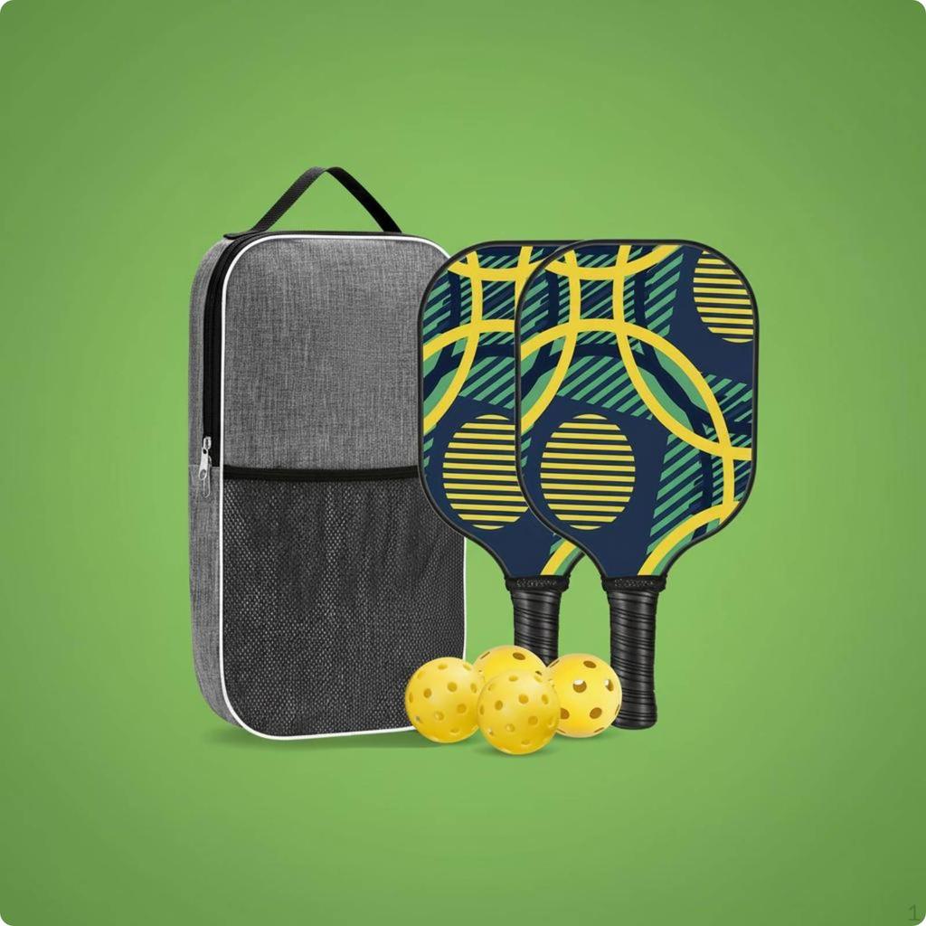 Paddleball Kit 2 Paddles 4 Balls Lightweight Design Fiberglass Pickleball Racket AntiSlip Grip