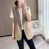 Elegante Fashionável Minimalista Estiloso Roupa Exterior Feminina Tendência Estilo Coreano Blazer Conjunto Colete Fibra de Poliéster