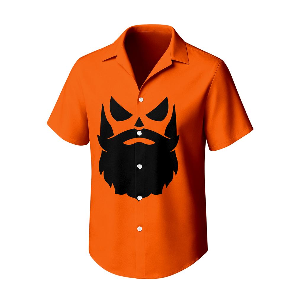 Men's Casual Short Sleeve Halloween Print Shirt for Everyday Wear