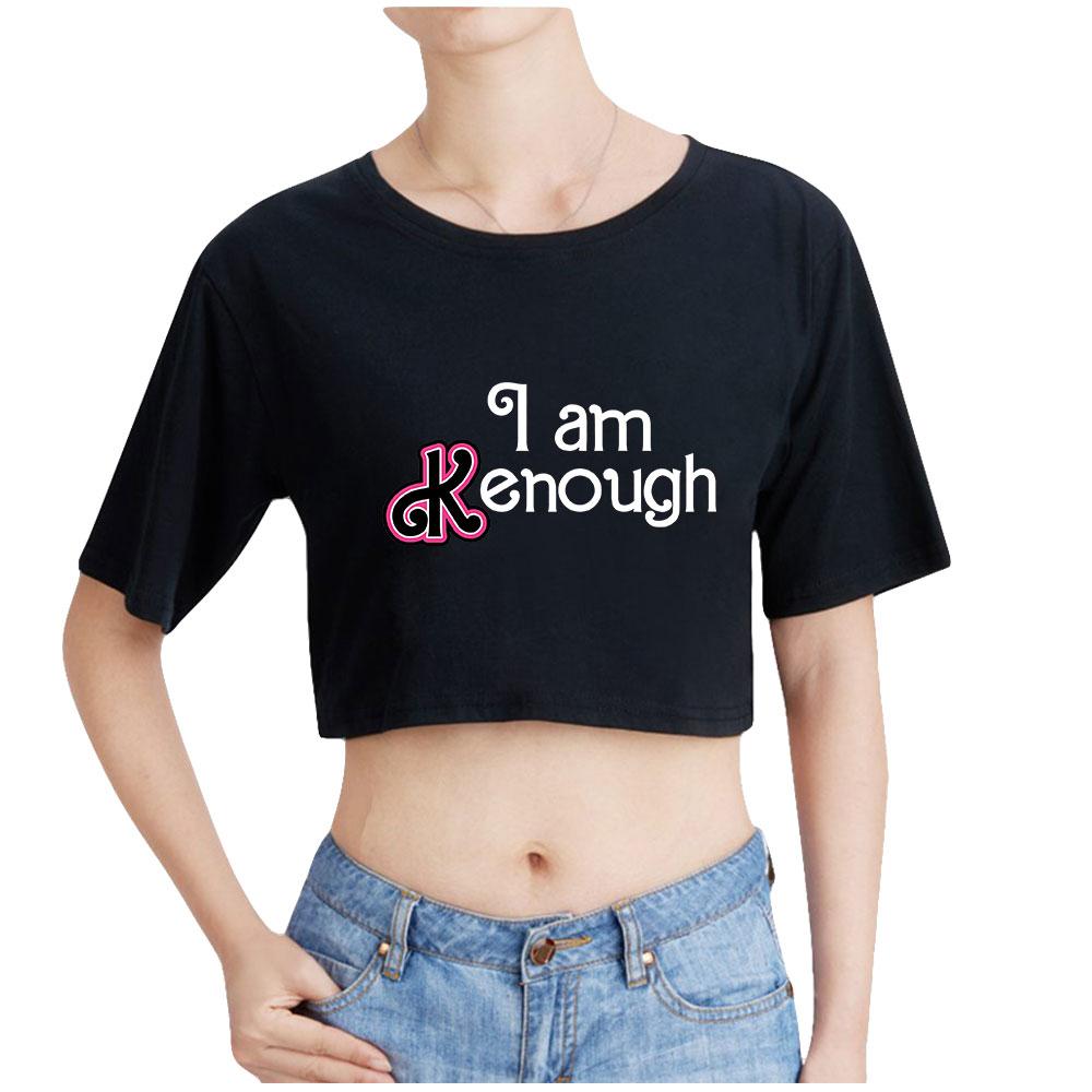 Fashion Women Casual I Am Kenough Print Short Sleeve Crop Top Funny Tee Shirts Hipster O-neck Cool Tops