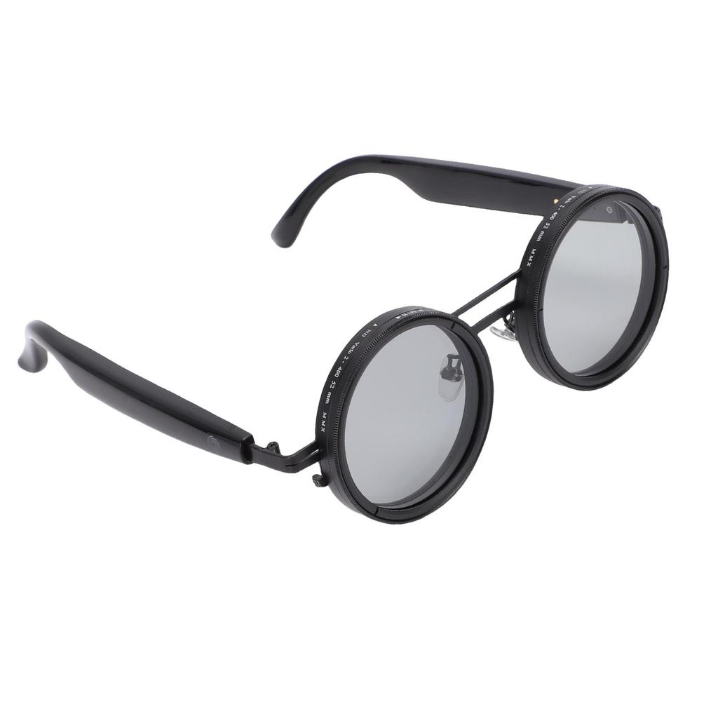 KI Intelligente Übersetzungsbrille Grau Rund Verstellbares Glas Kabellos 114 Sprachen Übersetzer Sonnenbrille