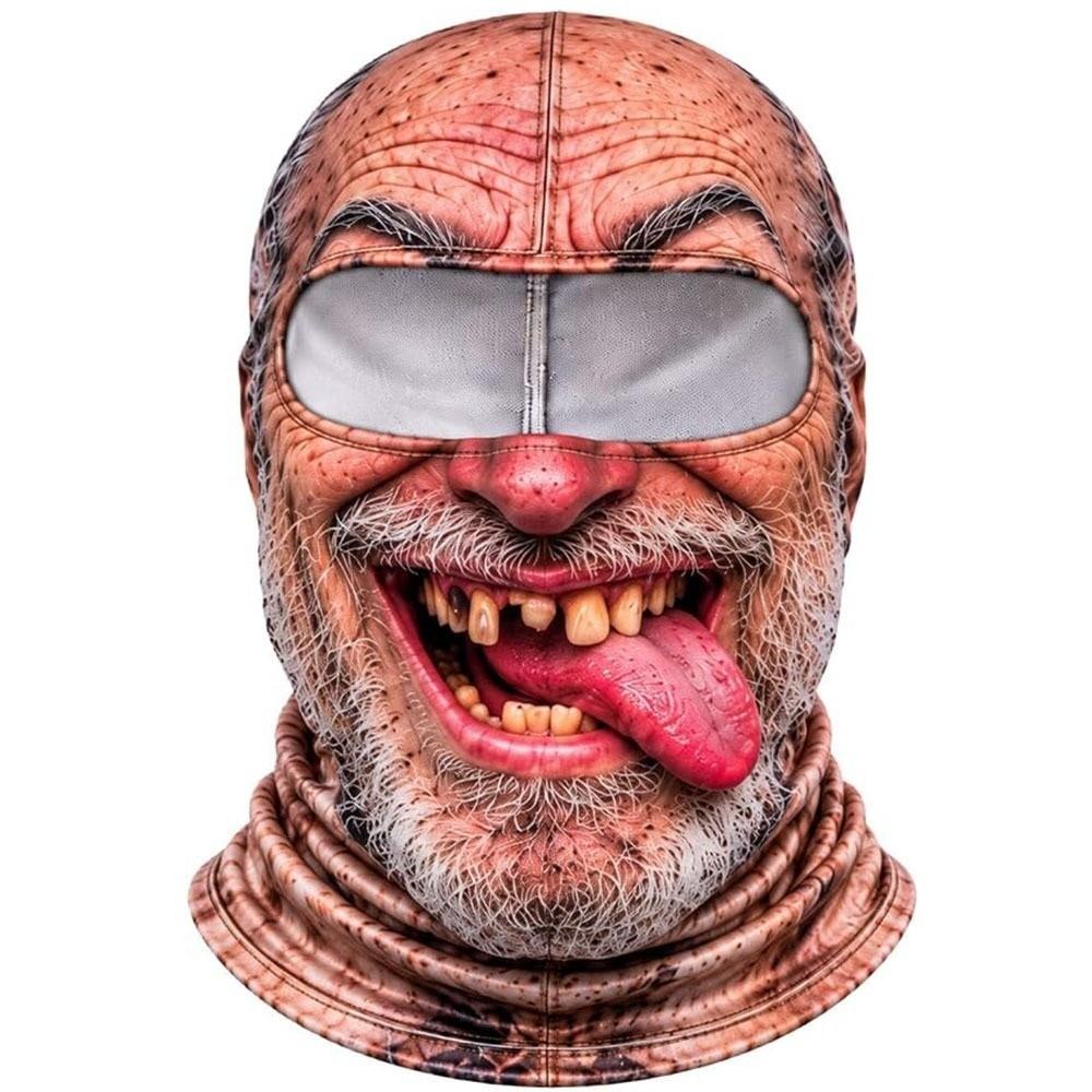 White Mustache Old Man Balaclava Face Mask Full Coverage Ski Mask Hood Winter Mask Cover For Men