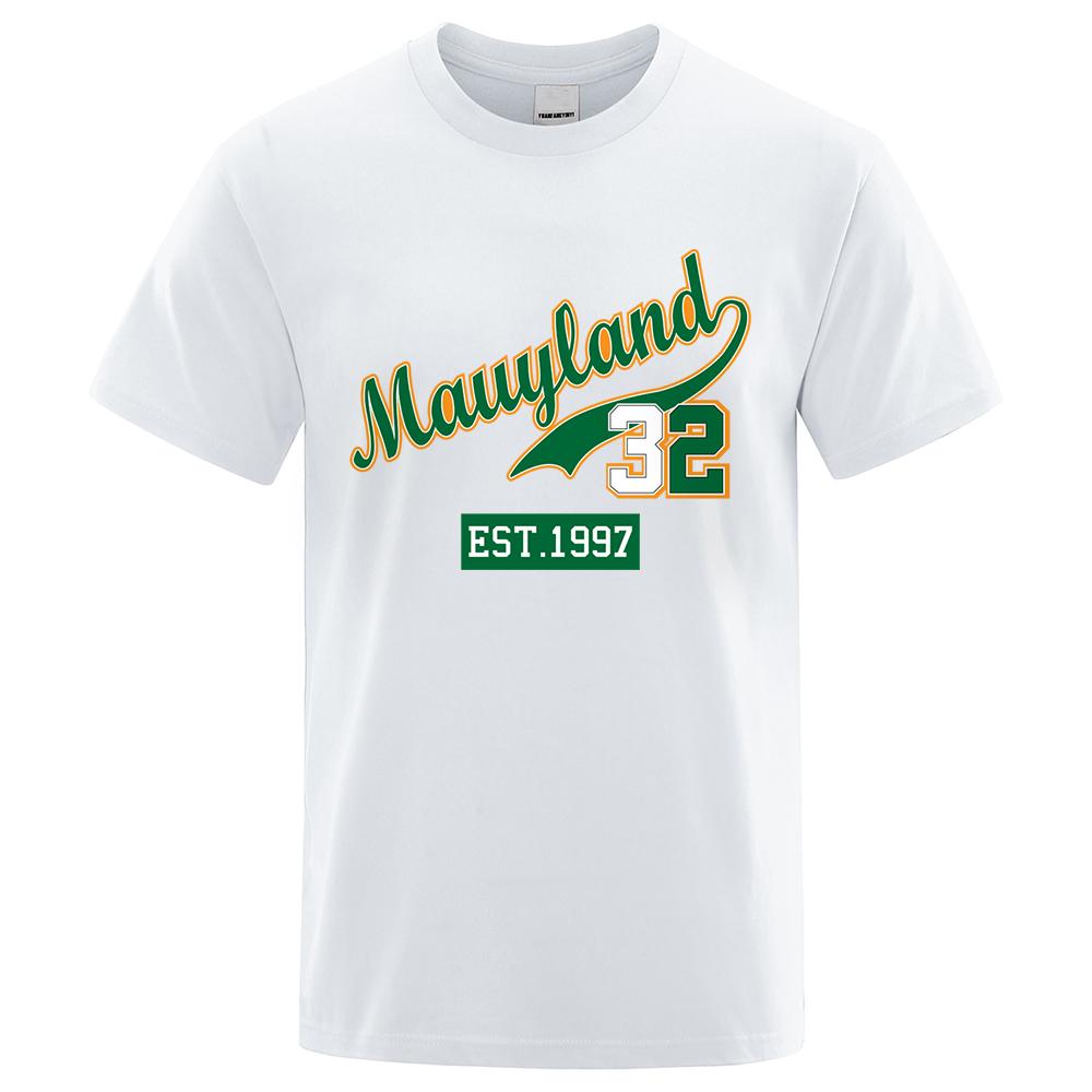 Marllyland 32 Est.1997 Streetwear Letter Graphics Tops Man Casual Oversize T Shirt Cotton Crewneck Loose T Shirts