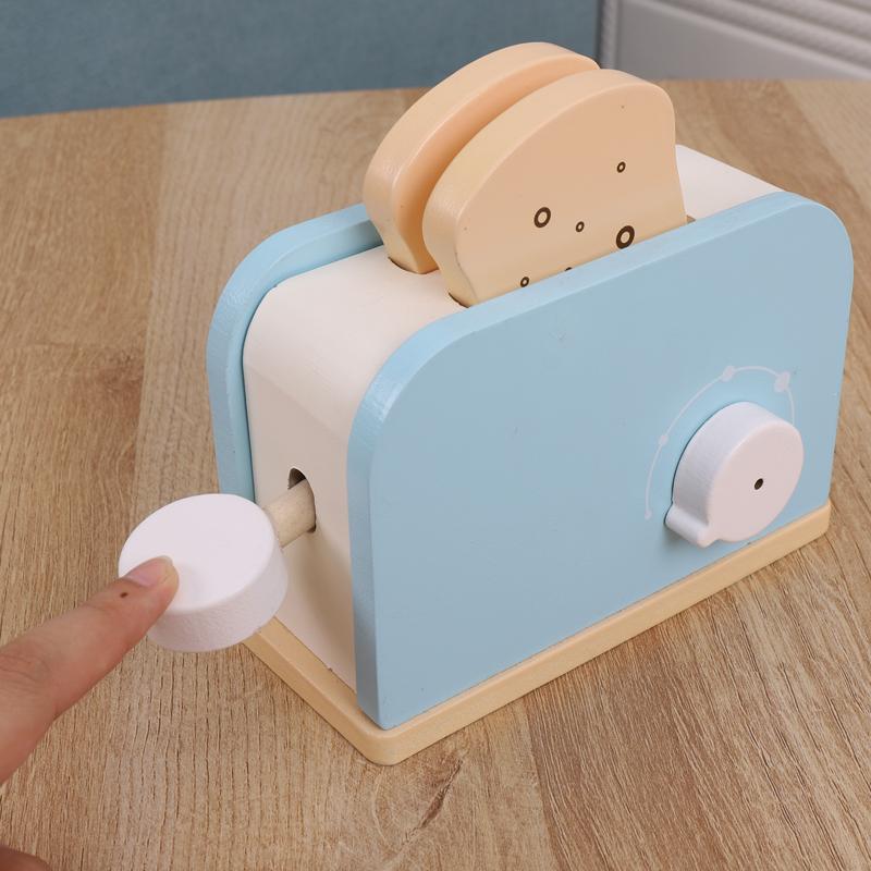 Wooden Kitchen Pretend Play Toy Simulation Wooden Toaster Machine Baby Early Learning Educational Toys