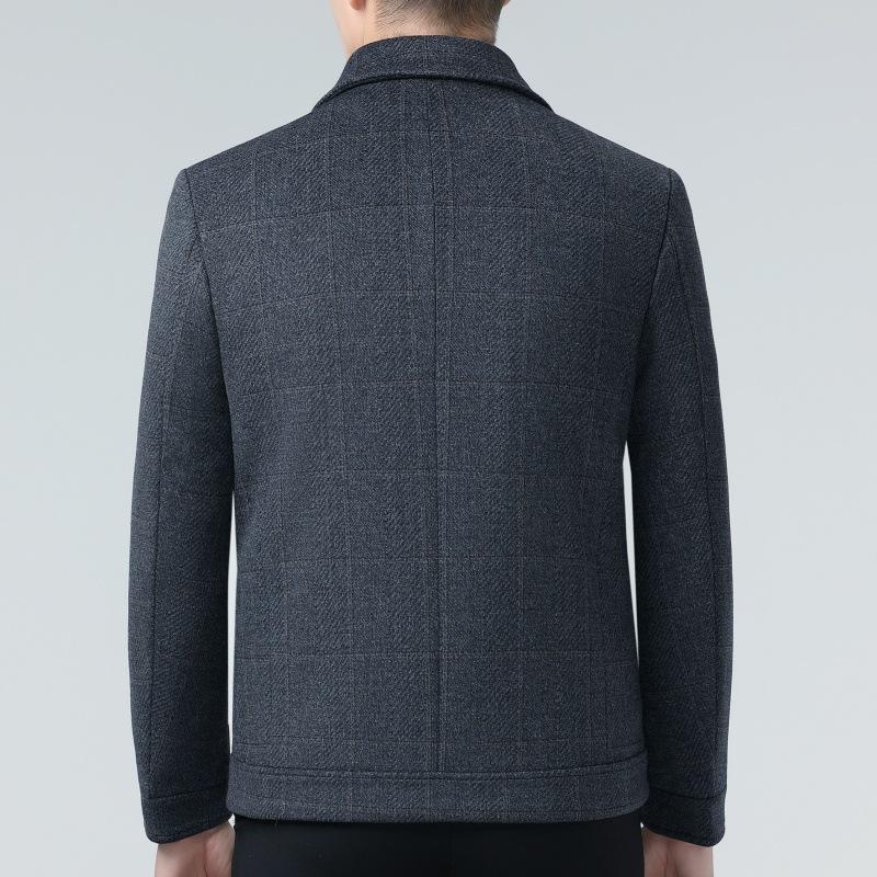 Revers-Kaschmirjacke, Herren-Kurzoberteil, herausnehmbares Daunenfutter, Wolljacke für Mittelalte und Ältere, Papa-Outfit