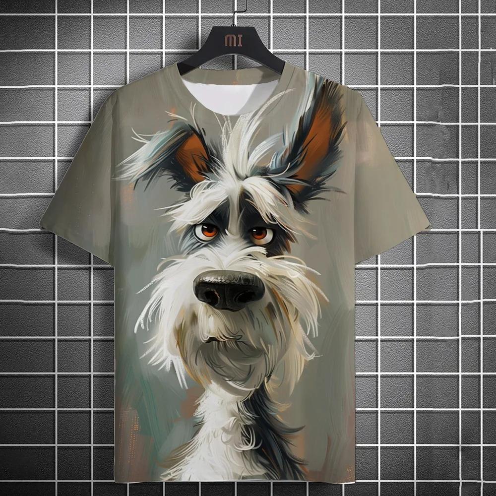 New Fashion Men's Casual T-shirt 3D Printing Fun Animal Print Short Sleeve Street Fashion Wolf Fox Print Round Neck Top