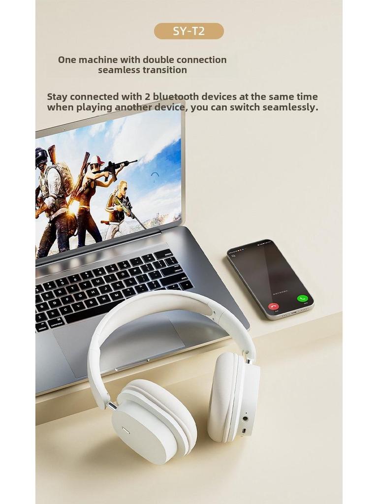 SY-T2 Noise-Cancelling Wireless Bluetooth Gaming Headset - Stylish, Portable, HIFI Sound