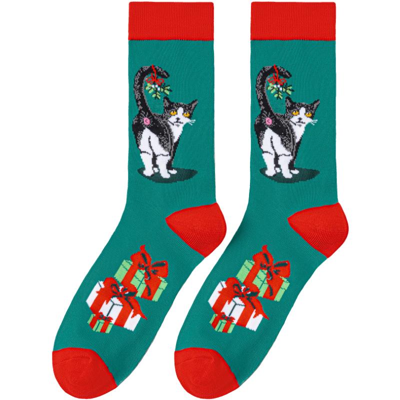 

Хлопковые носки до середины икры с пингвином и рождественским медведем «Четыре сезона» для мужчин и женщин One Size