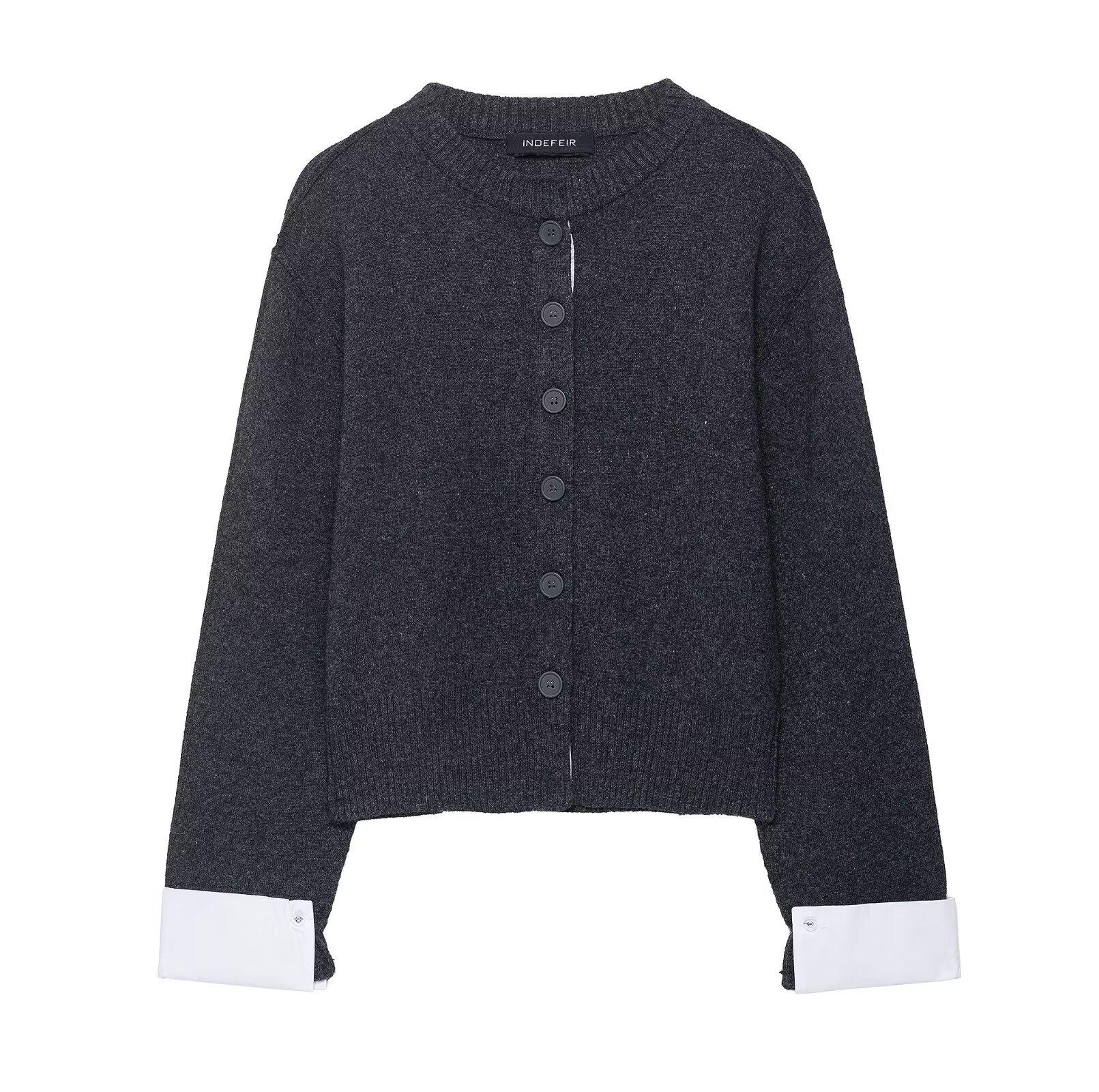 Trendy European & American Women s Casual Patchwork Knit Jacket S
