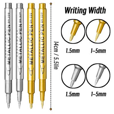 20pcs Brush Metallic Paint Marker Pens Gold Silver Color Permanent Art Marker For Manga Crafts Scrapbooking Stationery Supplies
