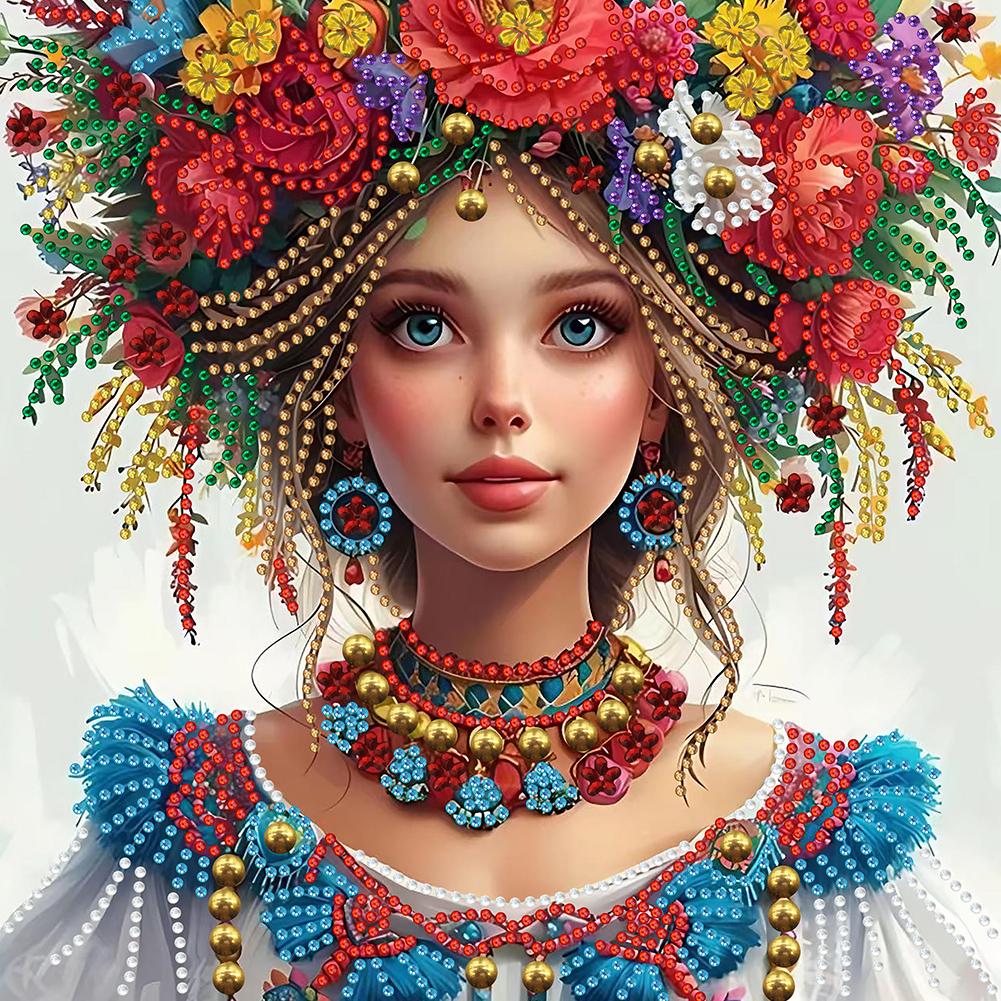 

5D DIY Частковий набір для алмазного малювання зі свердлами спеціальної форми, прикраса для дівчинки