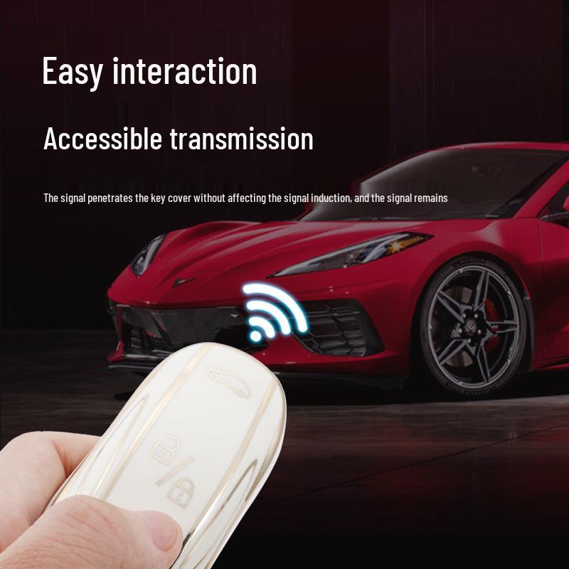 Fashionable Gold Edge TPU Key Case for Tesla Model X