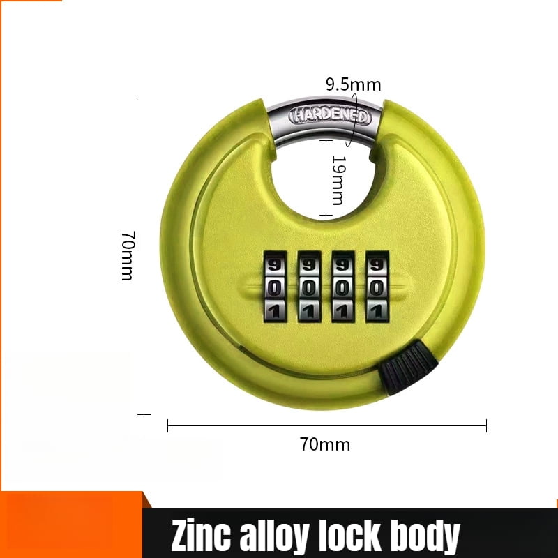 

Combination Lock, 4 Digit Disc Padlock with Hardened Steel Shackle, Keyless Heavy Duty Combo Lock for Outdoor Sheds Fence, Gate Hasps, Storage Unit жёлтый