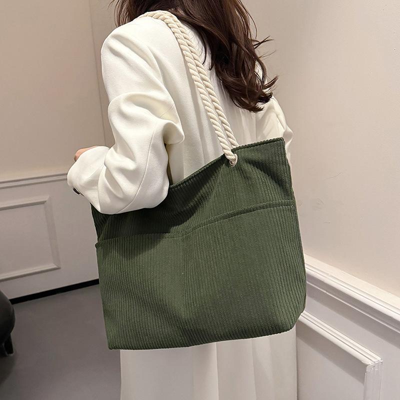 Bag Large Capacity Women's Korean Version One-shoulder Fashion Casual Retro Art Corduroy Women's Bag Simple Women's Bag Tote Bag