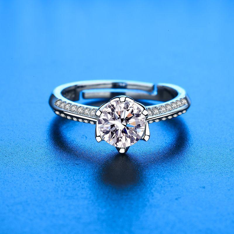 925 Silver Ring Heart AAA Zircon Open Adjustable Engagement For Women Wedding Fashion Jewelry Party Gifts