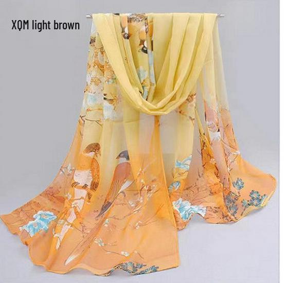 Spring & Summer Silk Chiffon Scarf for Women – Versatile, Fashionable, Sun-Protective, Printed Headscarf