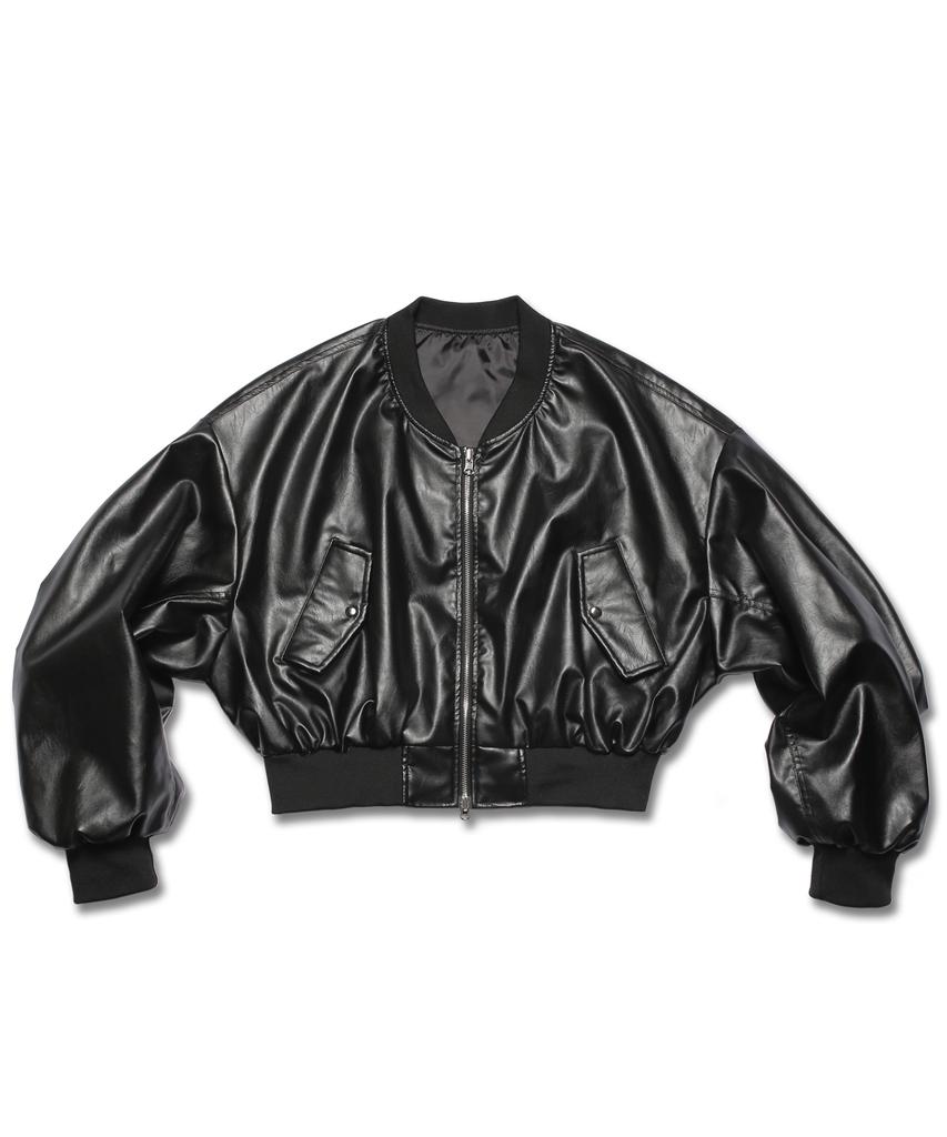 Rockpsycho Leren Crop Bomberjack Zomer - Zwart