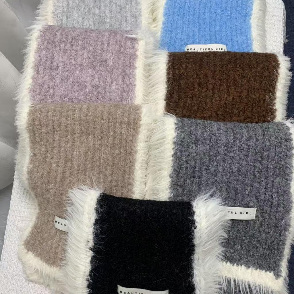 Retro Style Knitted Scarf Korean Style High End Thickened Warm Shawl Autumn and Winter Wool Soft and Waxy Versatile Scarf