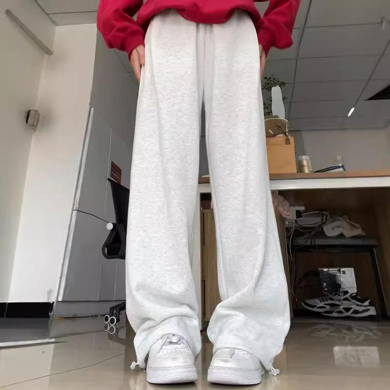 Gray American sweatpants children's autumn new high street loose wide-leg pants casual footwear women's