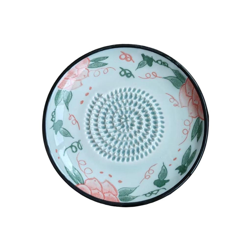 Retro European Ceramic Garlic & Ginger Grater Plate for Baby Food & Purees
