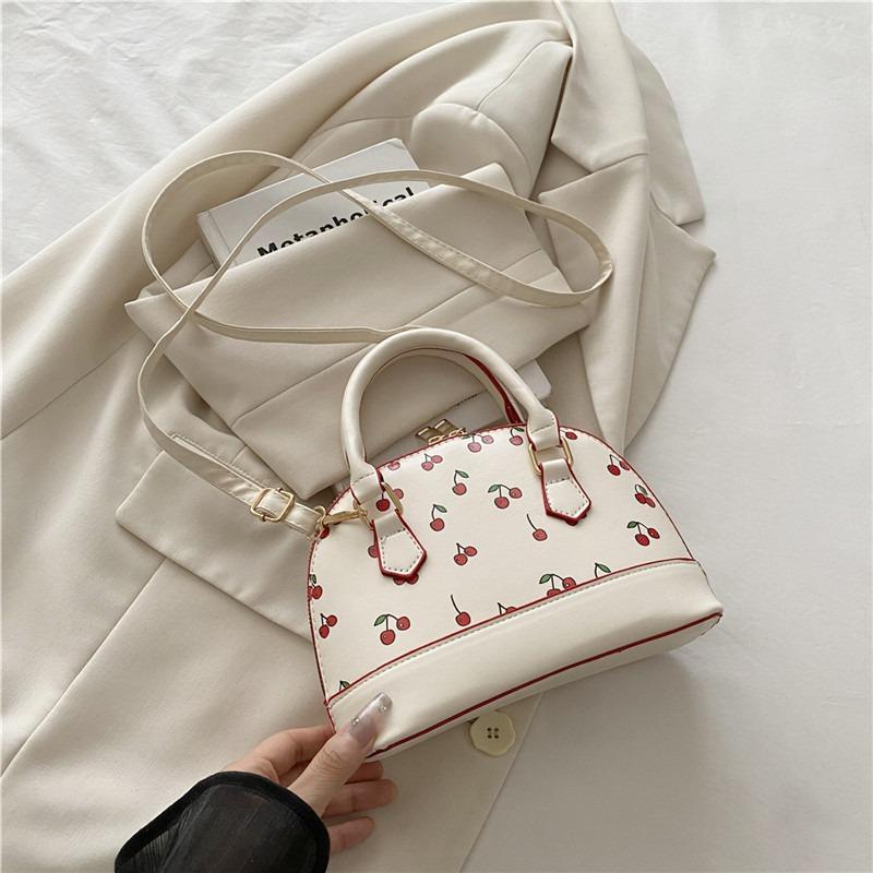 Einfache und süße bedruckte Tasche Umhängetasche Damen neue vielseitige kleine Kirsch-Schulter-Achseltasche Handtasche nv