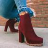 Women Shoes Ankle Boots Woman Sexy High Heels Pattern Chunky Heel Shoes Ladies Female Open Toe Women's Sude Boots
