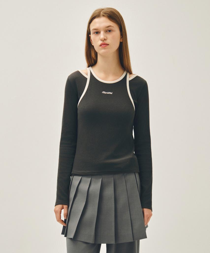Malittepeulangsowajeobeo W Sleeveless Layered Long Sleeve Tee Charcoal