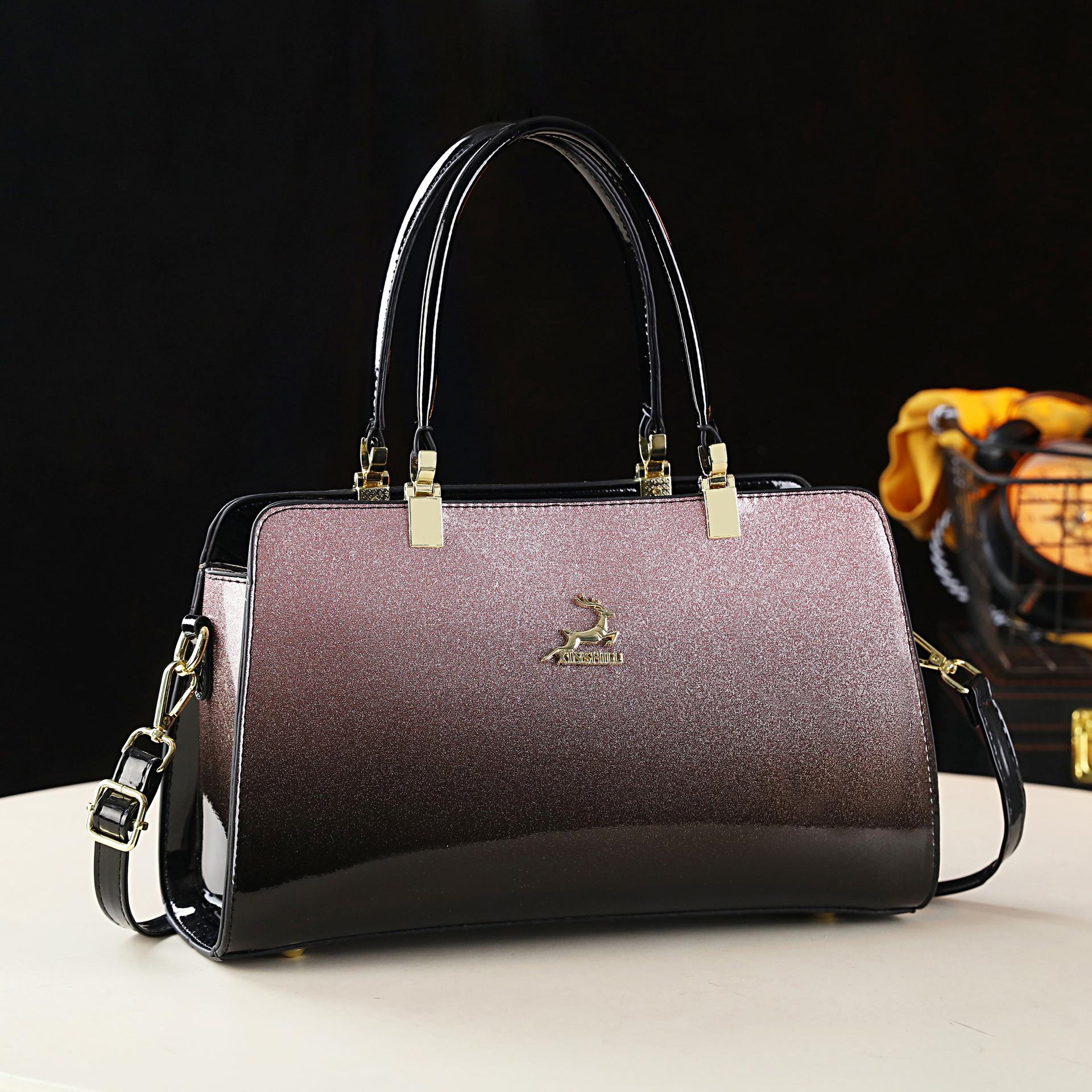 2026 New Patent Leather Glossy Women s Handbag Fashionable Genuine Leather Texture Large Capacity Single Shoulder Crossbody Bag Mother Bag