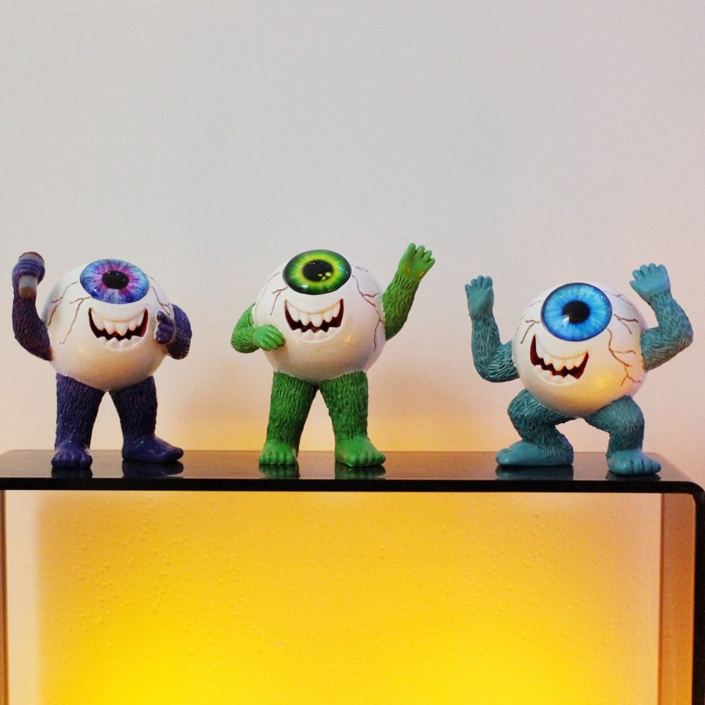 3pcs Realistic Halloween Eyeball Demon Figurine Scary Halloween Ornament Holiday Party Supplies