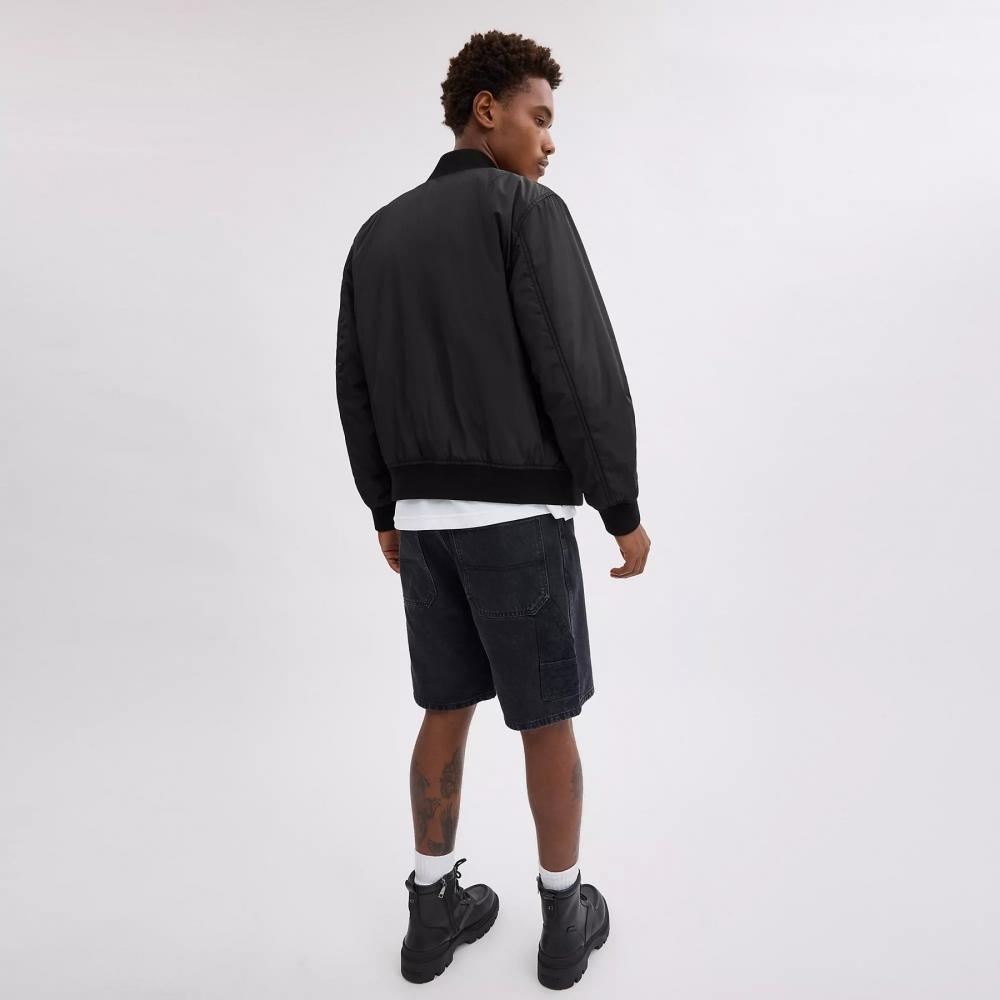 Coach Reversible Ma 1 Jacket In Recycled Polyester Black   Khaki Sig