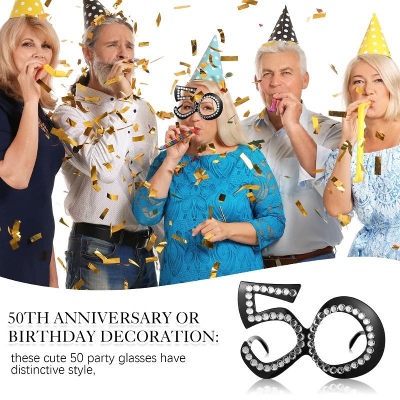 Number Crystal Frame Party Dress-up Glasses for Adults Birthday Christmas Party