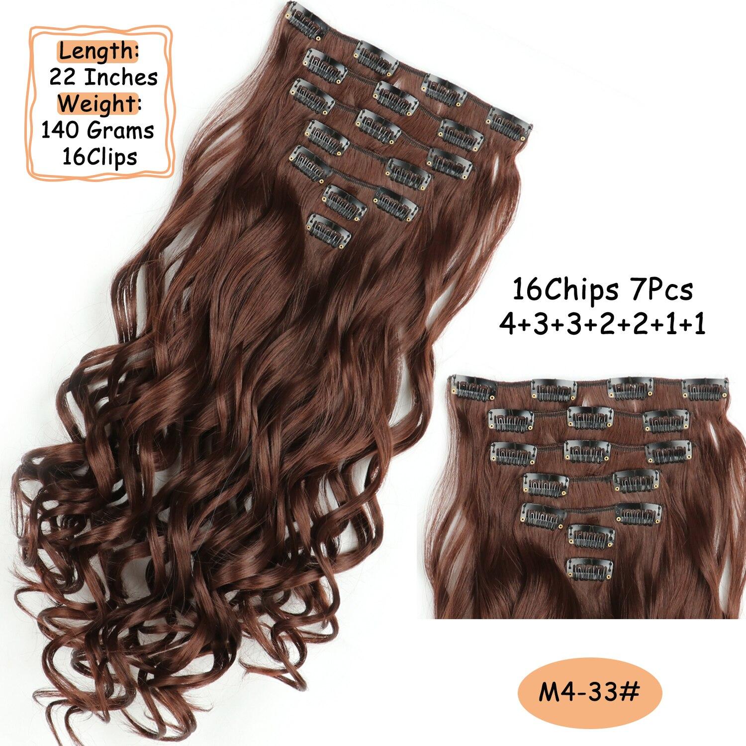 

LISI HAIR Женские 7 шт./компл. 22 длинные волнистые шиньони 140 г 16 заколок в ложной укладке синтетические заколки для наращивания волос термостойкие 24inches