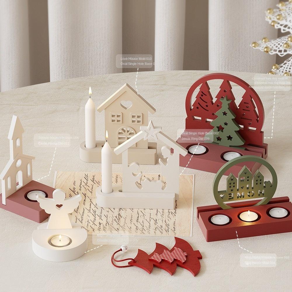 Christmas Ornaments Molds Silicone DIY Candle Holders Portable Jewelry Stand Casting Molds