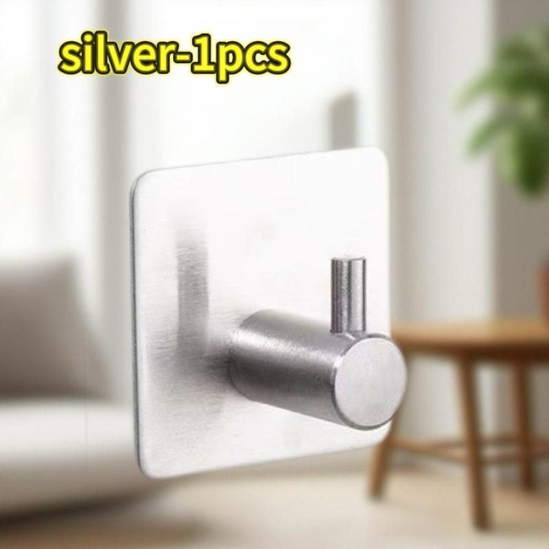 1-10pcs Self Adhesive Hook Heavy Duty Stainless Steel Wall Hooks Towel Clothes Rack Hangers Bathroom Kitchen Storage Holders