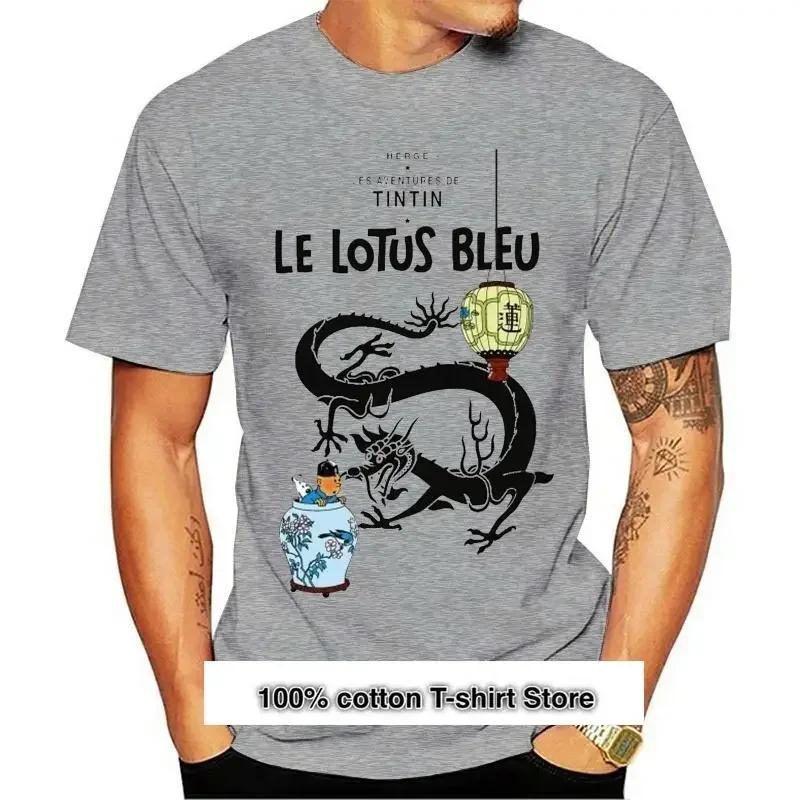 Camisa Con Gráfico De Loto Azul De Tintín Camiseta Divertida De Para Hombre, Harajuku Men Clothing Graphic T Shirts Tops