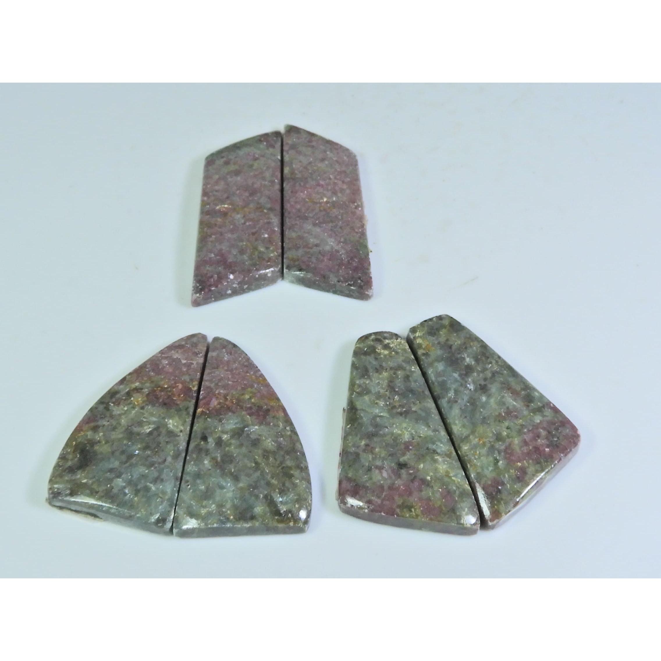 

34-36MM Natural Rhodonite Matched Pair Fancy Loose Gemstone 3 Pair Lot A-599