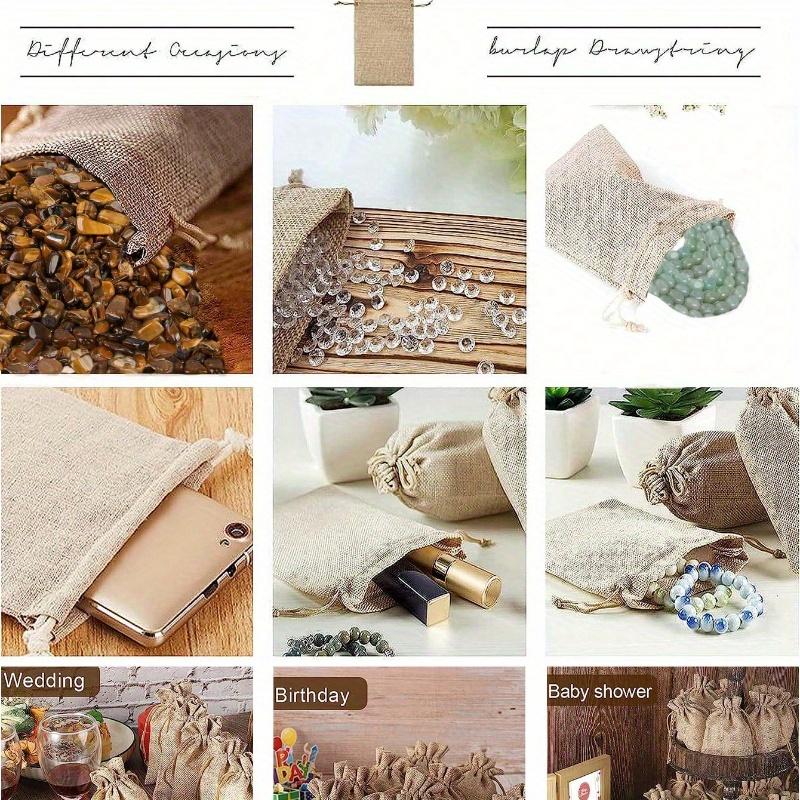 Drawstring Burlap Bag Jute Gift Bags, DIY Wedding Favor Gift Bag Wrapping Pouches Wedding Decoration Party Supplies