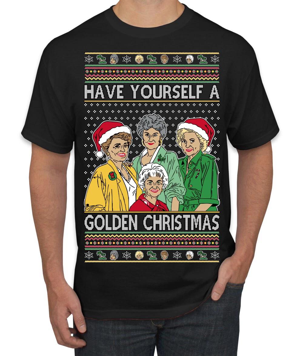 Have Yourself a Golden Xmas TV Show Ugly Christmas Sweater Men s T- Shirt 2XL